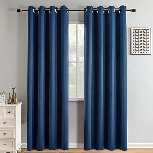 Miniatura 36 de Juego de 2 paneles de cortinas opacas de lino de 84 pulgadas de largo, cortinas 100% opacas para dormitorio, sala de estar, cortinas de 2-Total