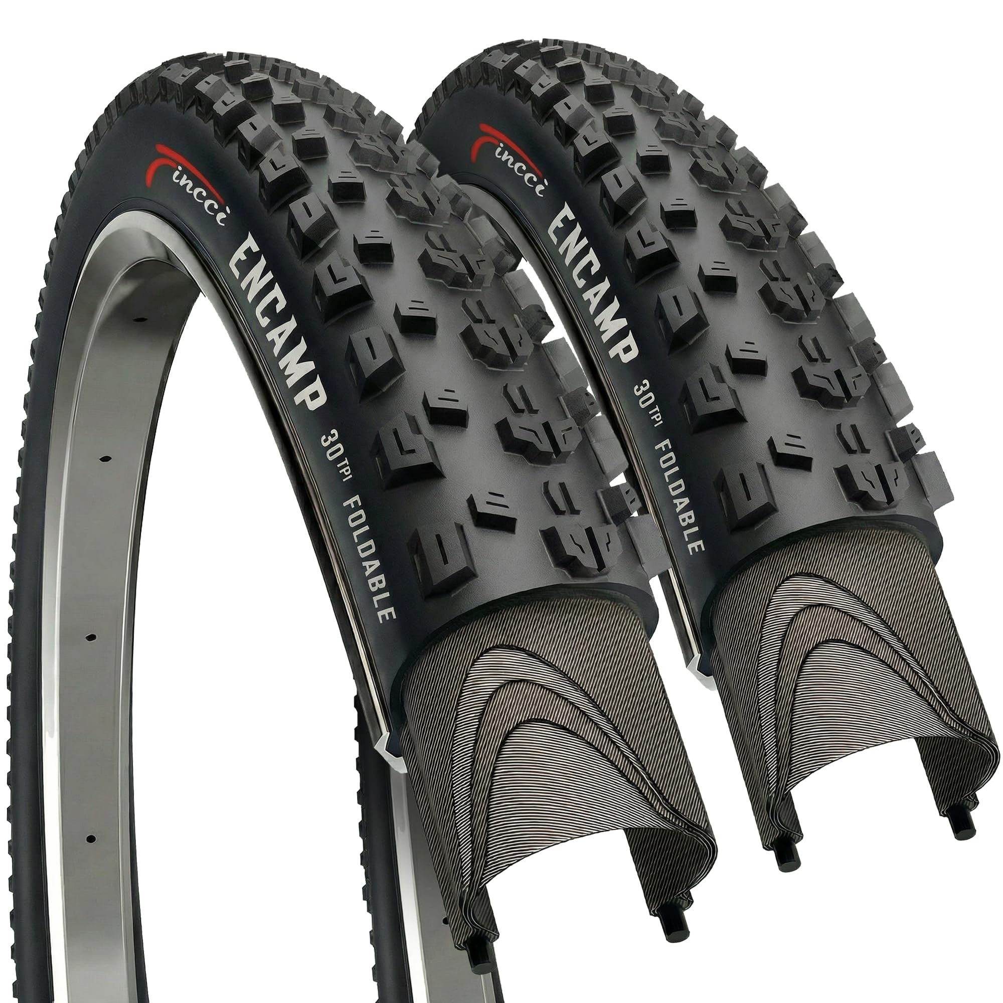 Fincci Pneu VTT 26x1.95 50-559 Pliable 30 TPI pour XC et Enduro (Lot de 2) | Pneus VTT Pliables 26 Pouces x1.95, ETRTO 50-559, 30 TPI - Pour XC, Randonnée, Enduro, Vélo Hybride et VAE - Lot de 2