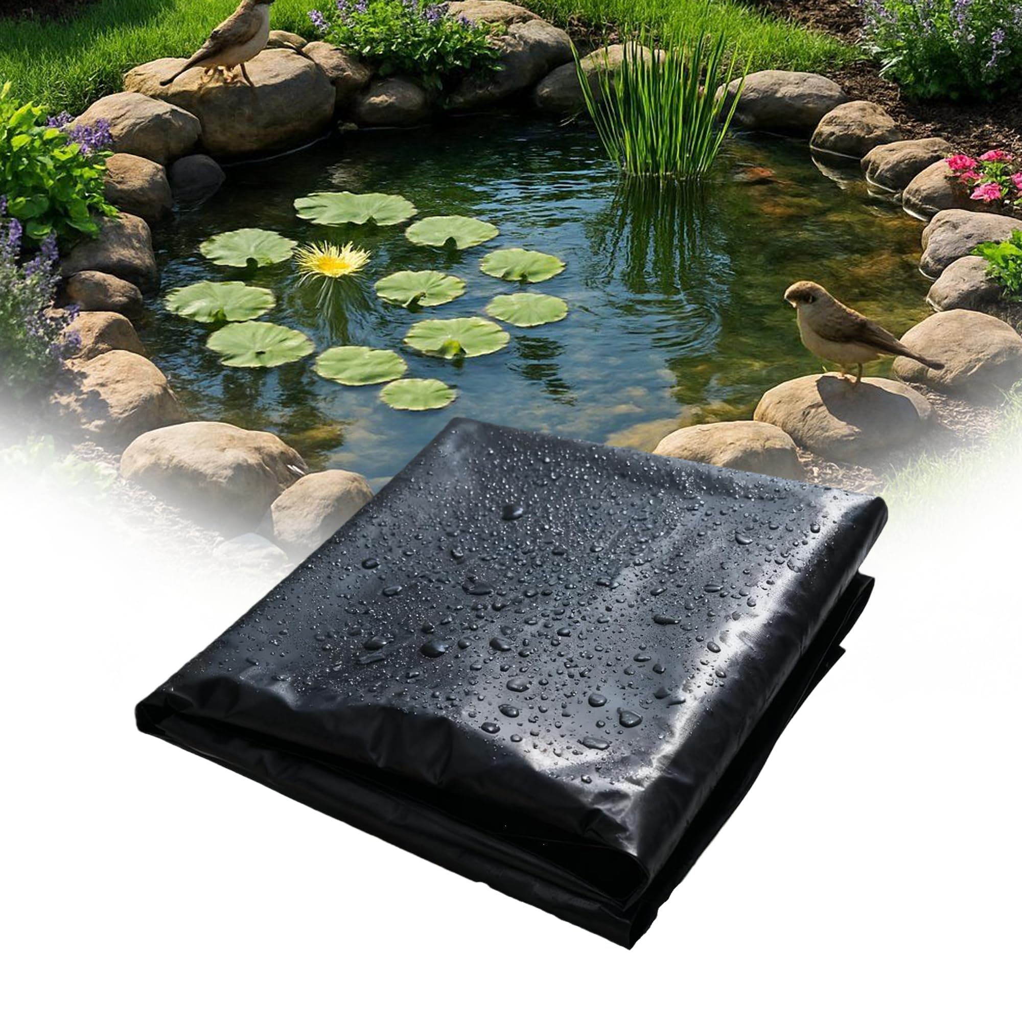 Bâche pour bassin étang imperméable résistant aux intempéries noir 900x1200