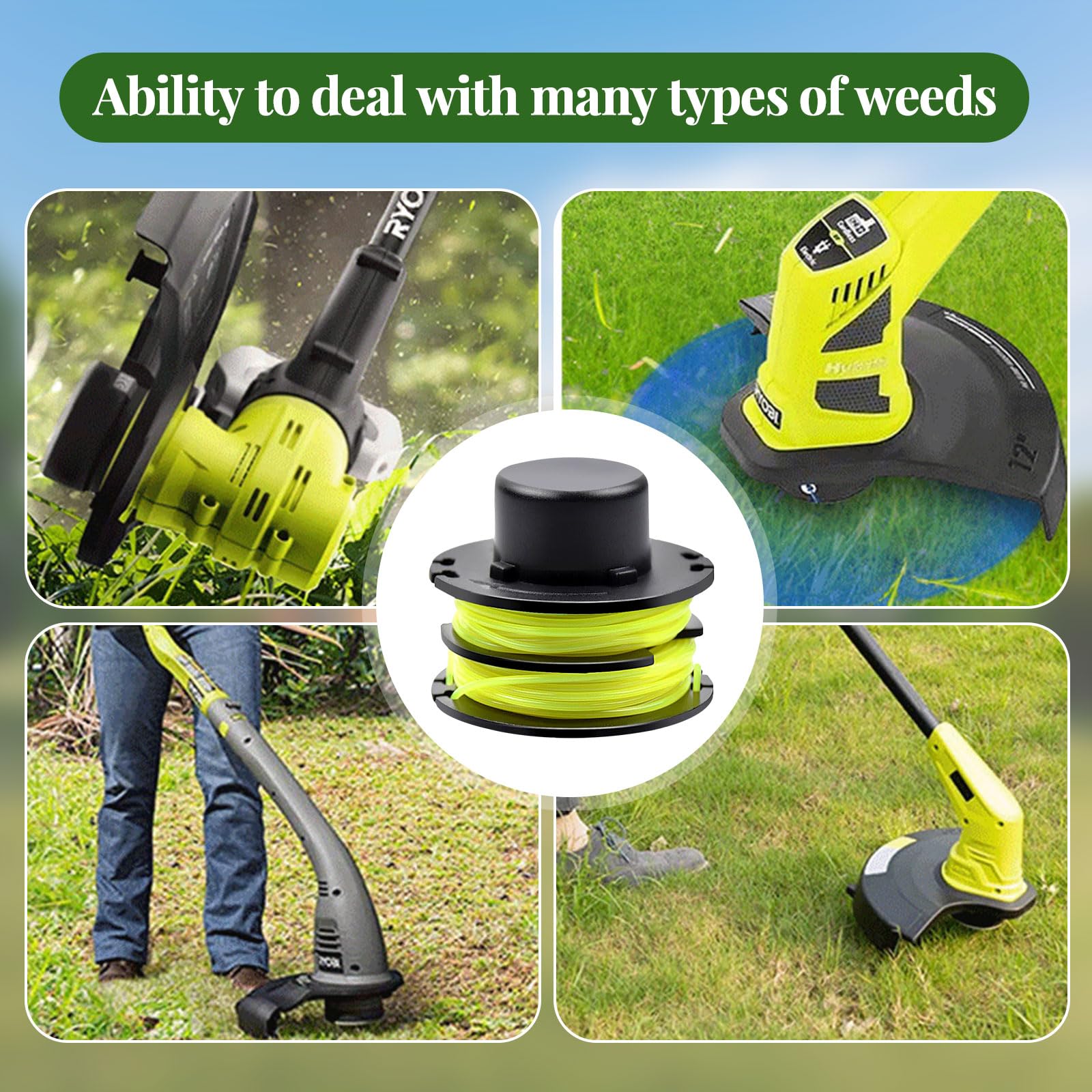 4 Bobinas De Repuesto Para Cortabordes Ryobi | Compatible Con Modelos RLT3025F/S Y RLT3525S