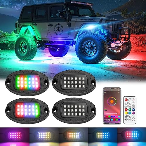 4Pods - Luces LED de metal Dreamcolor RGB+IC para camiones, Jeep, UTV RZR, carrito de golf, con aplicacióncontrol remoto de color, luces