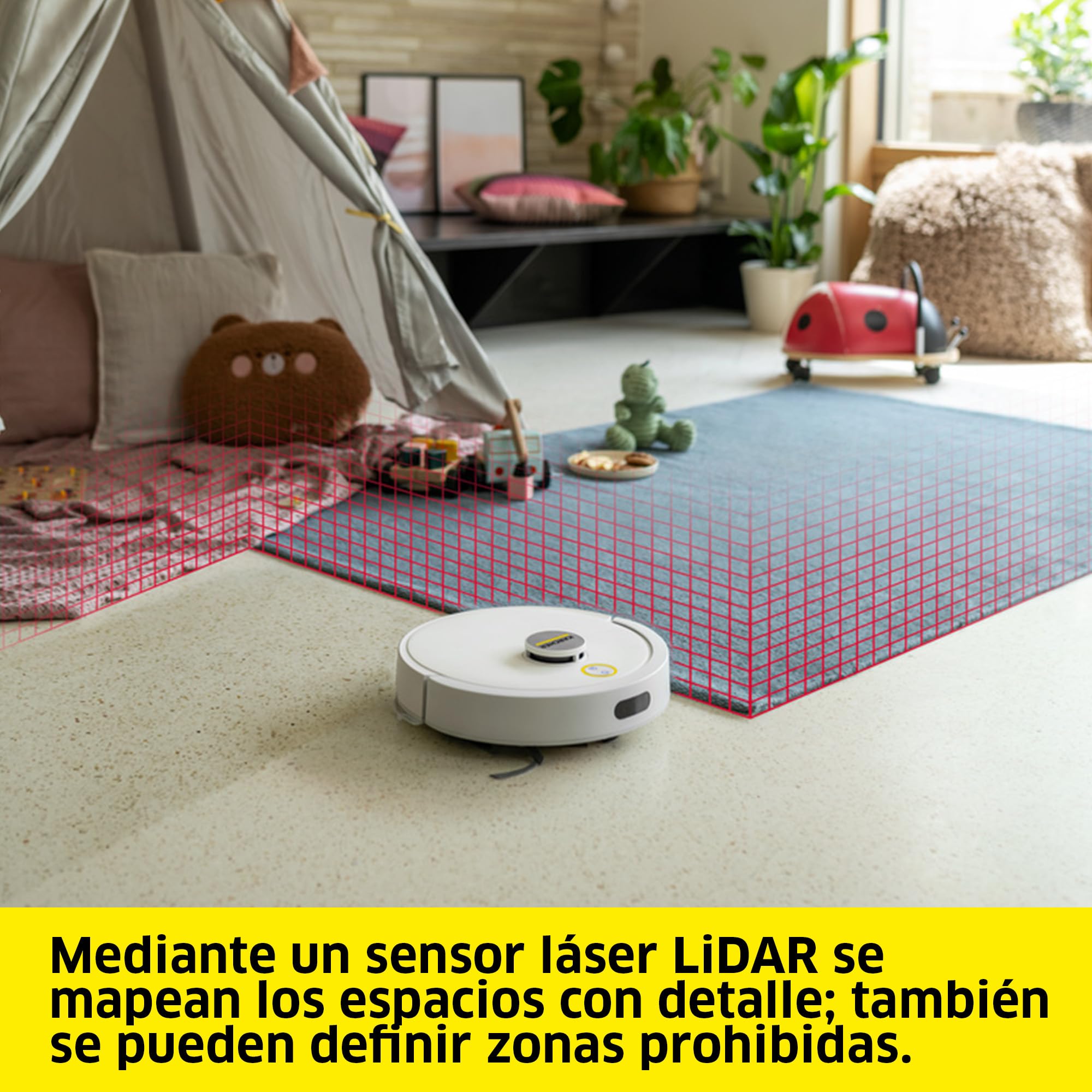 Kärcher Robot Aspirador y mopa húmeda RVC 3, 15000 Pa, hasta 130 min de Tiempo de ejecución, Control de Aplicaciones, mapas, navegación láser, sensores de protección contra caídas, Carga automática