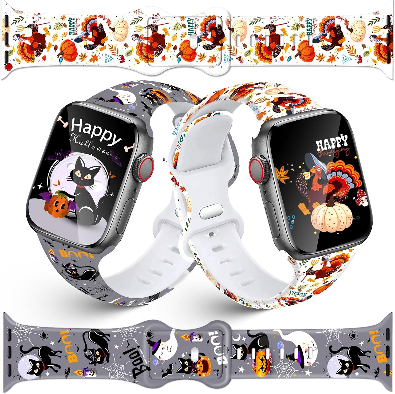 2 pack Christmas Thanksgiving Fall Halloween Watch Band for Apple Watch image 2