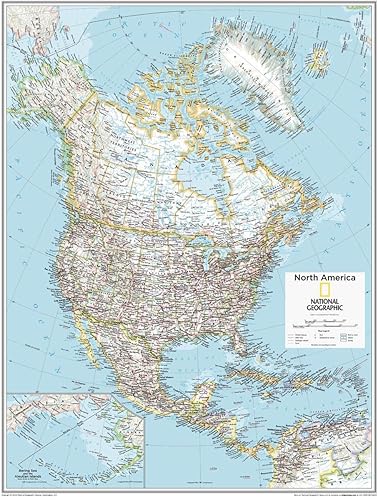 National Geographic Mapa político de pared de América del Norte, 22 x 28 pulgadas, rollo de papel disponible en Yaxa Colombia