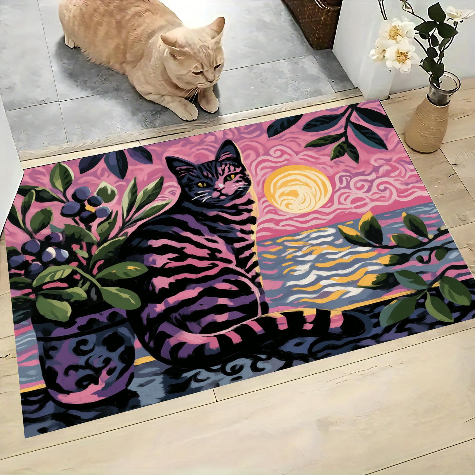Tapis de sol antidérapant chat résistant à la saleté