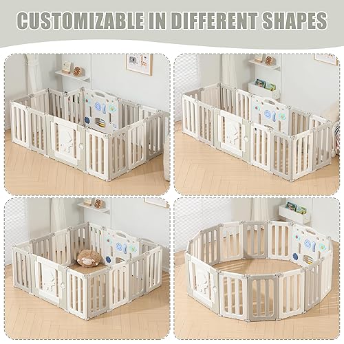 Miniatura 2 de Corralito de juego para bebés, bolígrafos plegables para bebés y niños pequeños, 14 paneles extra grande, valla portátil de astronautas, corralito
