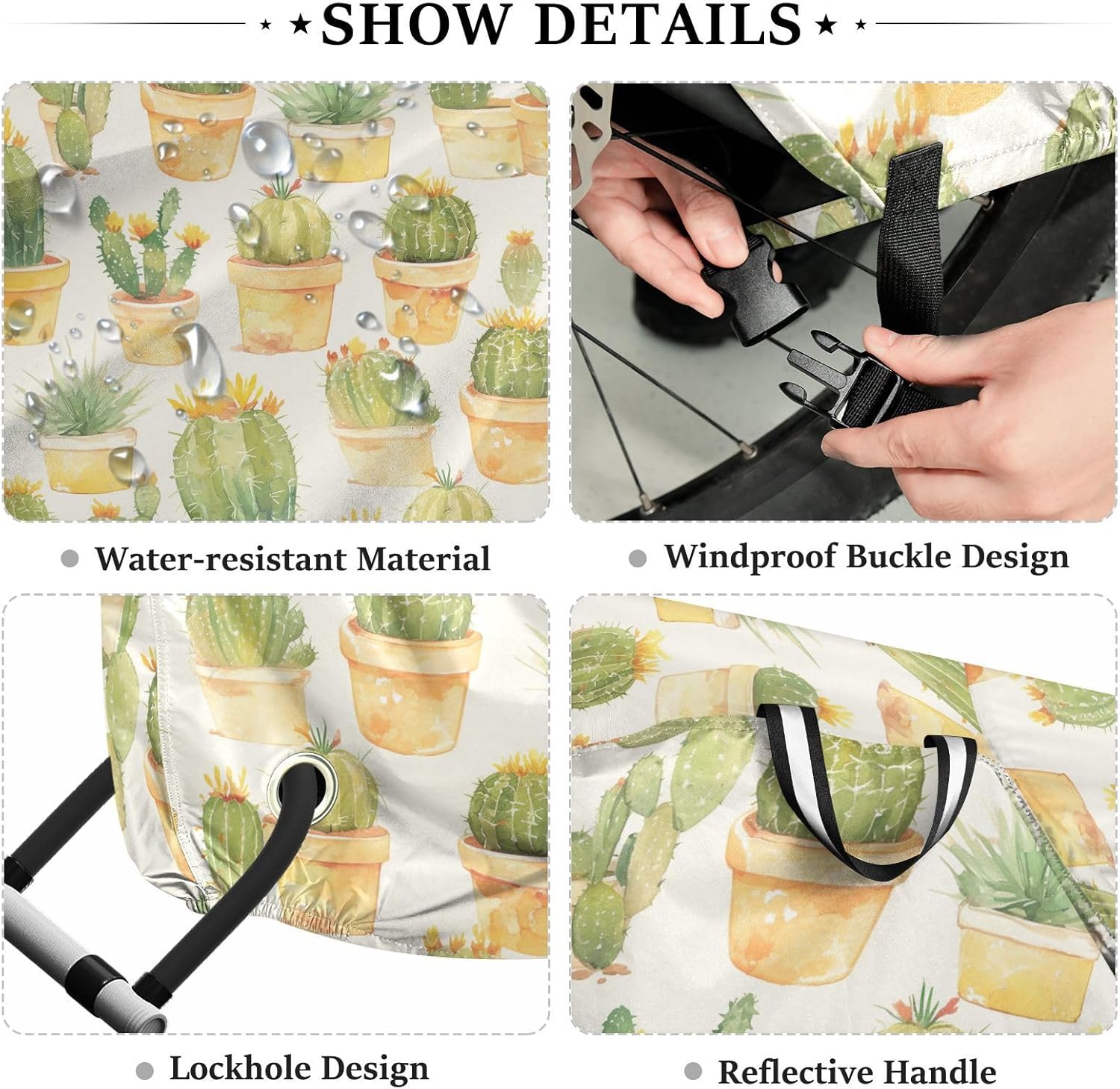 Green Potted Cactus Bike Cover Waterproof Road Bike Cover Bikes Storage