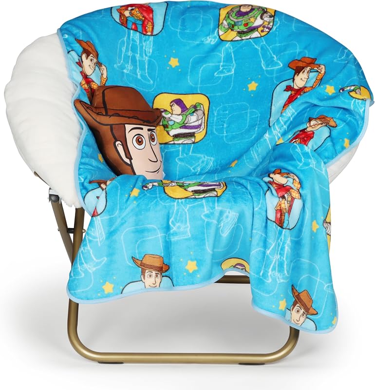 Jay Franco Kids Nogginz Set – Almohada Nogginz de 12.0 in y acogedora manta de felpa de 40.0 x 50.0 in, juego de siesta ultrasuave para decoración de viajes, dormitorio y sofá, azul – Toy Story Woody