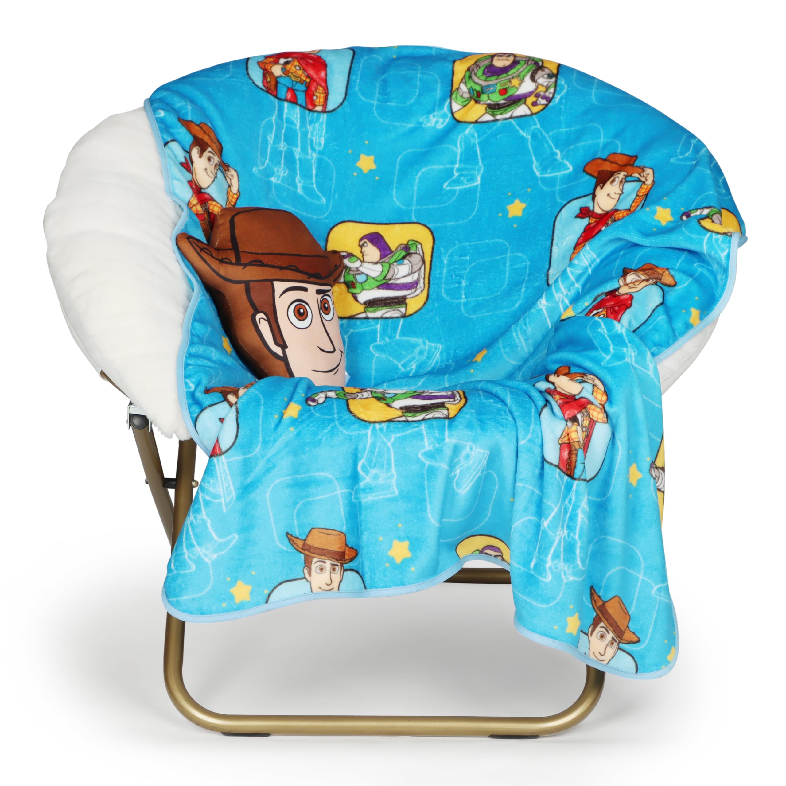 Jay Franco Kids Disney Woody Shaped Decorative Pillow Set – 30 cm Pillow & 100 x 130 cm Cosy Throw Blanket, Ultra-Soft Character Nap Set for Travel, Bedroom Décor, Official Licensed Toy Story, Brown