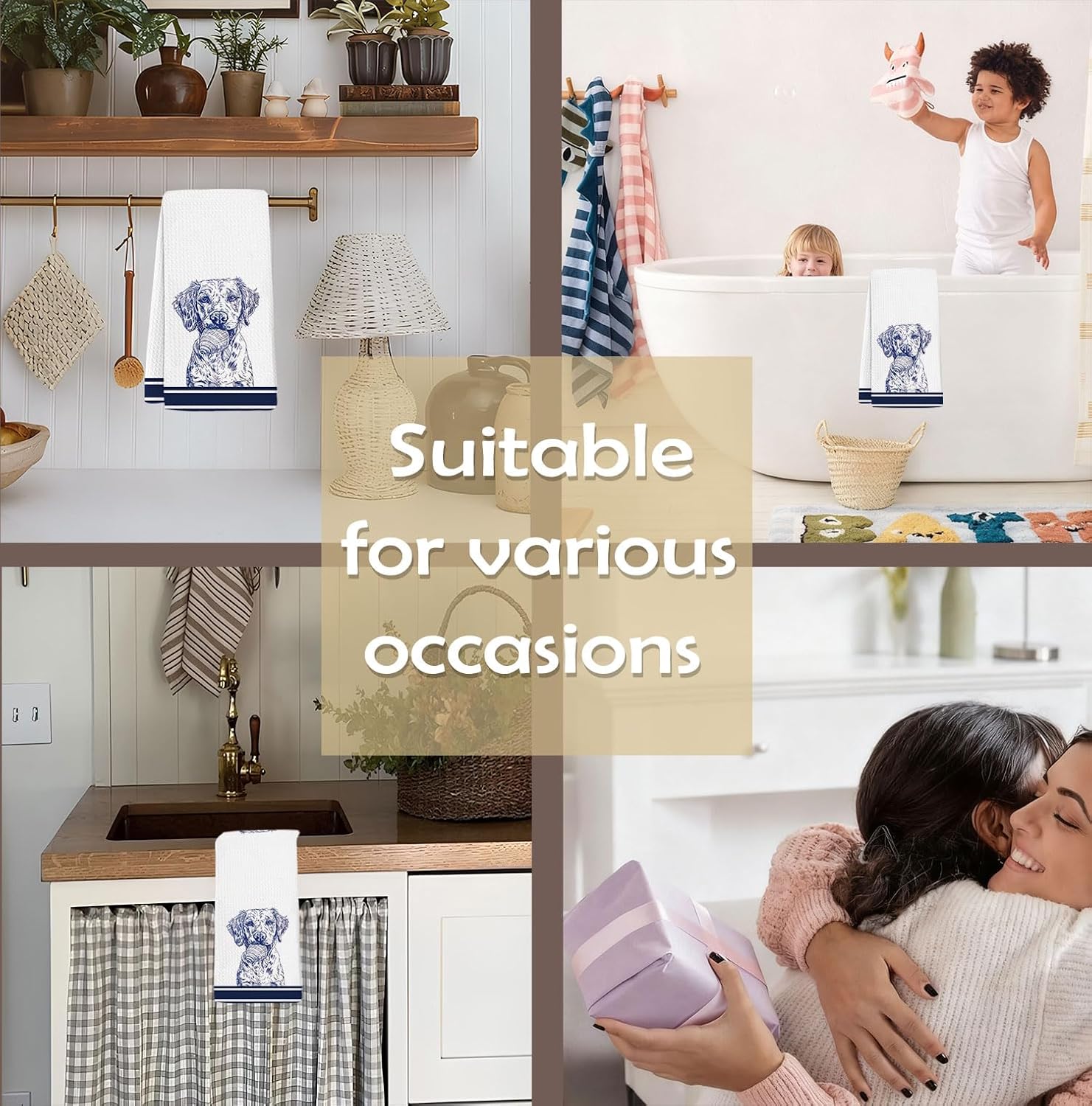 Funny GoldenRetriever Kitchen Towels,Coastal GoldenRetriever Gift Dish Tea Towel for Kitchen, Dog Lovers for Mom Dad Gifts, Ocean Beachy Hand Towels for Bathroom Lake House Decor,16x24 Inch - Image 5