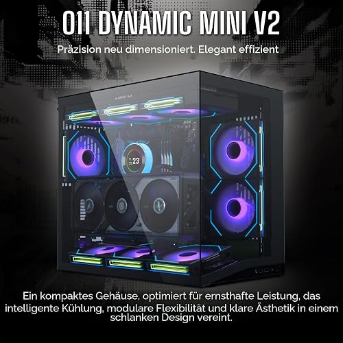 LIAN LI O11D Mini V2 | Boîtier d'ordinateur Compact ATX Mid-Tower Airflow | Vue panoramique | Flux d'air entièrement ventilé | I/O réglable | sans Colonne | Gestion des câbles | Noir (O11DMIV2X) - 9