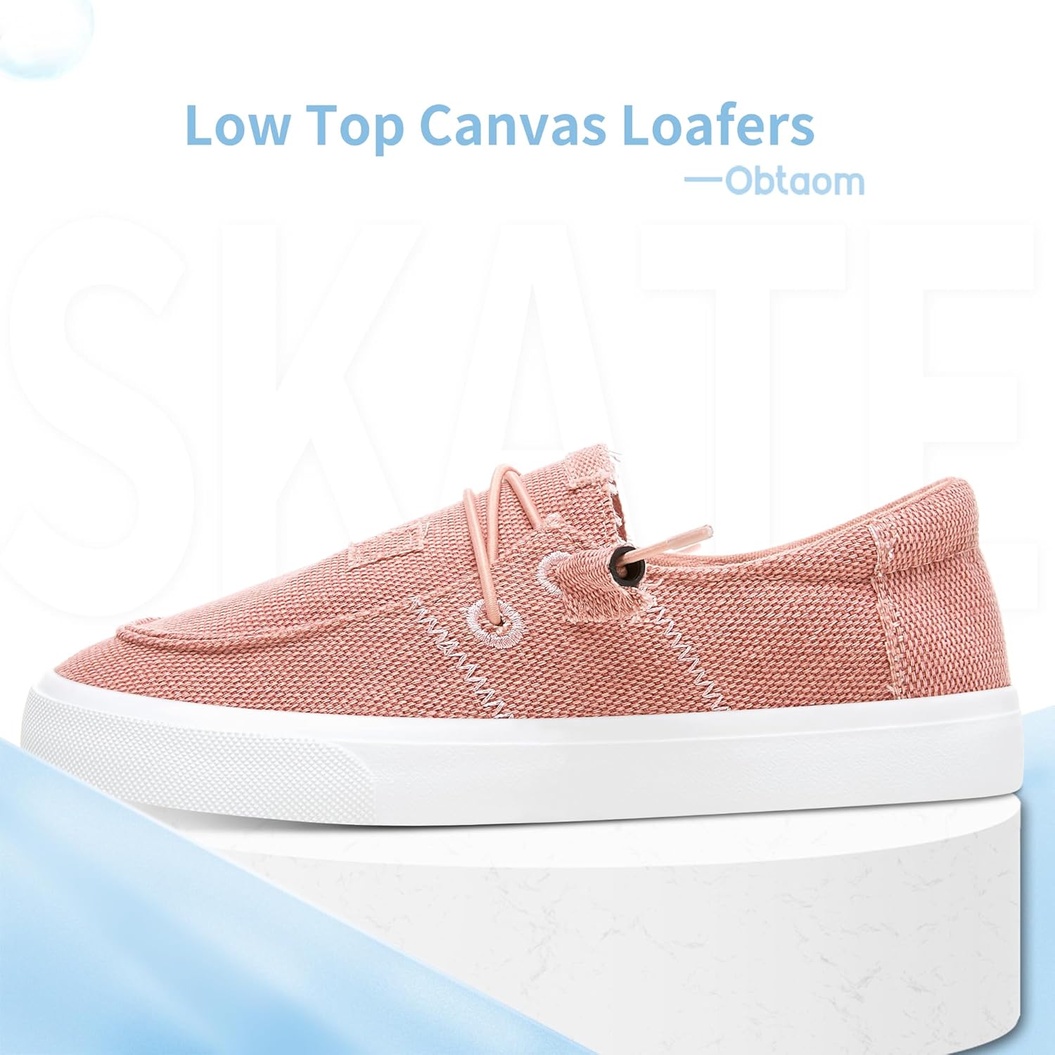 Obtaom Women Canvas Loafers Light-Weight Slip on Loafers Comfortable Boat Lace up Canvas Fishion Sneakers - Image 4