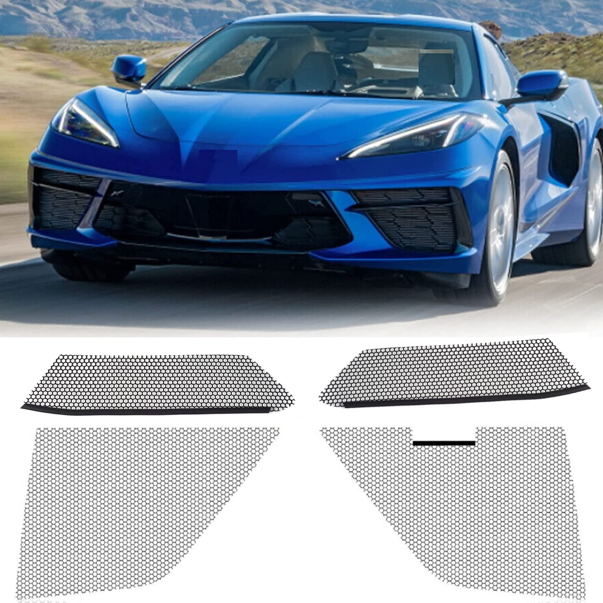 C8 Corvette Front Grill Guards Radiator Shield Covers Mesh fits 2020 2021 2022 (4-Pack)