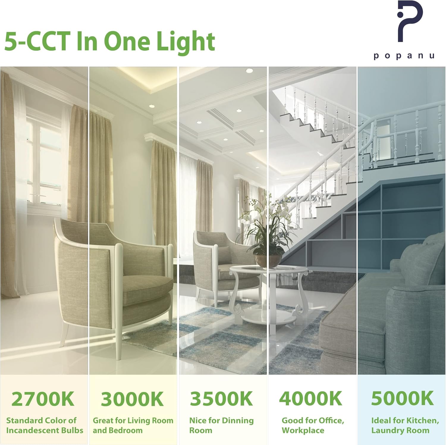 Recessed Light Ultra-Thin Canless 6-Inch Black Trim LED Ceiling Lighting Kits 5 CCT Selectable Color Temperature 6 Inch LED Retrofit Lighting Bulb with Junction Box Dimmable 12Pack…