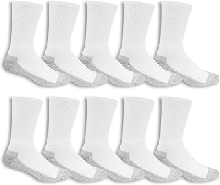 Fruit of the Loom Men's Work Gear Cushioned Crew Socks 10 Pack - Durable, Odor-Fighting, Moisture-Wicking for Boots