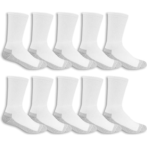 Fruit of the Loom Men's Work Gear Short Boot Crew Socks (6 Pack), White, Medium (6 - 12)