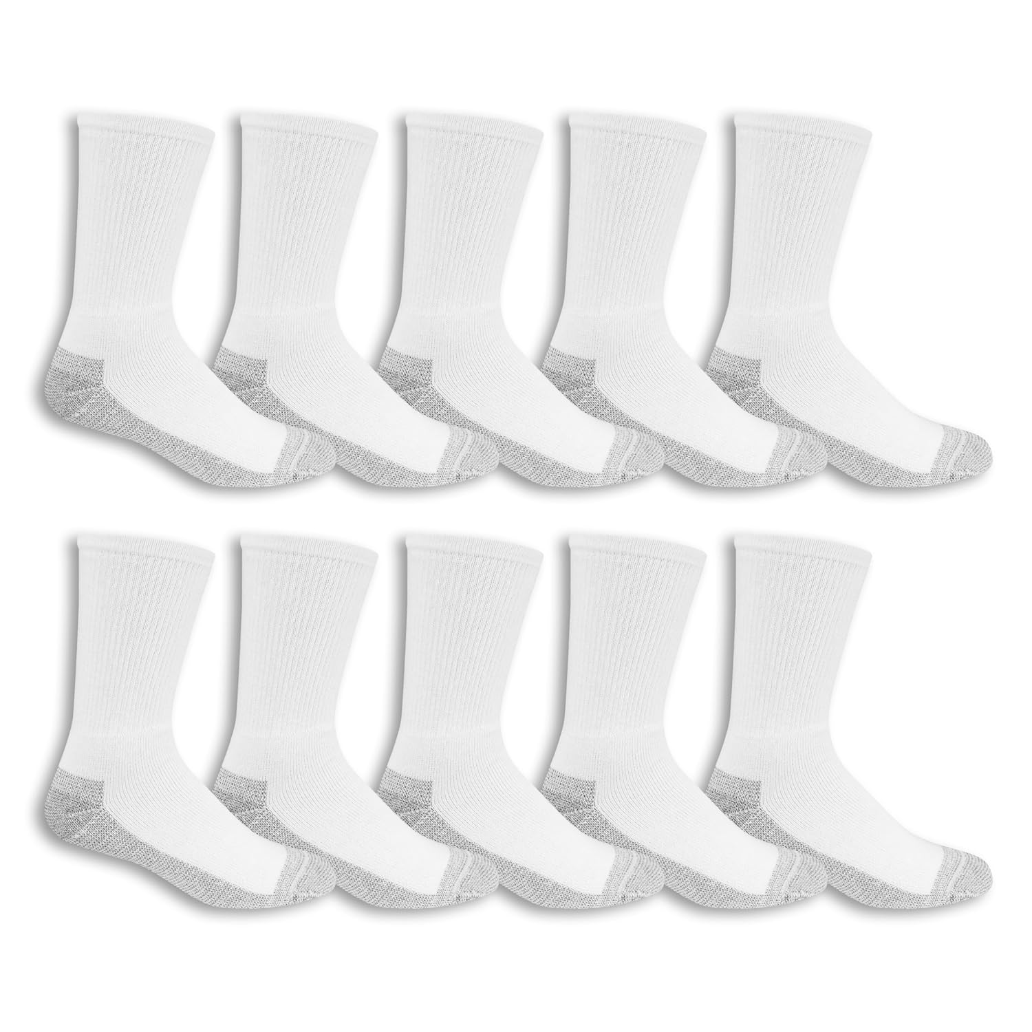 Fruit of the Loom Mens Work Gear Cushioned Crew Socks 10 Pair