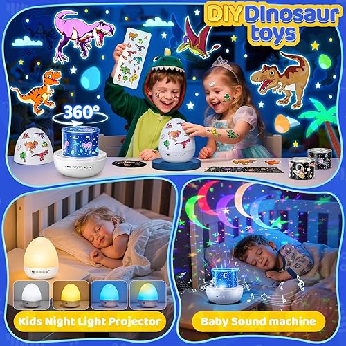 Miniatura 2 de Dinosaur Toys for Kids 3-5 Egg Light| 15 Sleeping Sounds+12HD Films+7 Colors+360°Rotating | Easter Dinosaur Dinosaurs Primal Hatch Boy Toys for Boys