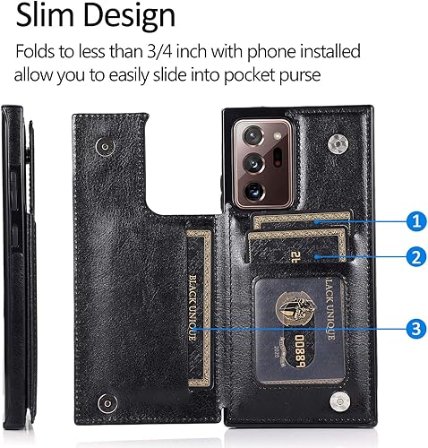 Miniatura 4 de Asuwish Funda compatible con Samsung Galaxy Note 20 Ultra Glaxay Note20 Plus 5G, protector de pantalla de vidrio templado, soporte para tarjetas,