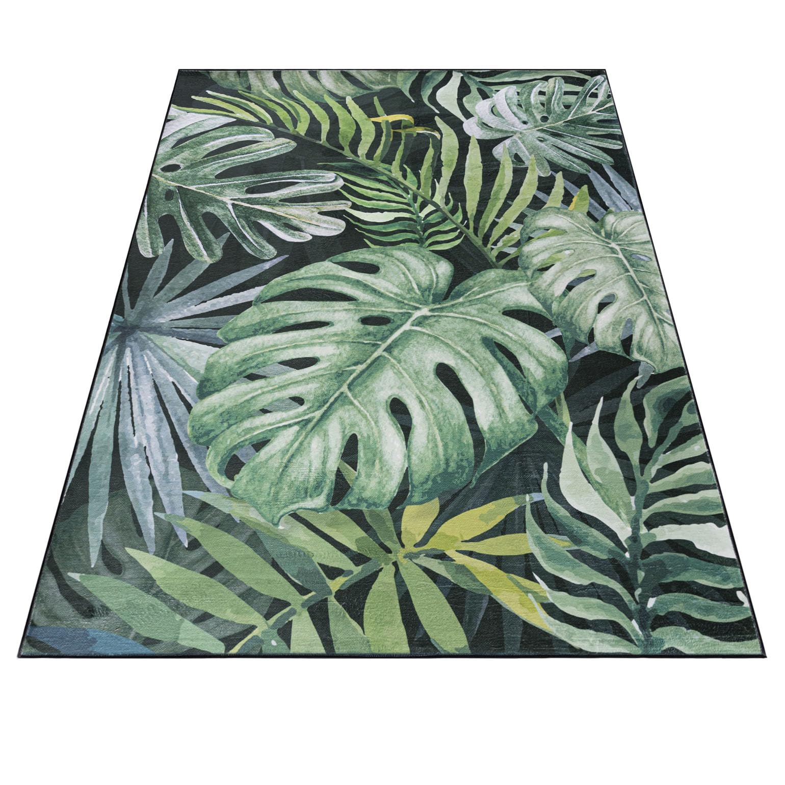 Amazon.de: Mazovia Modern Designer - Teppich mit Monstera Blattmuster -  Waschbar rutschfest Kurzflor - Weich Teppich fr Wohnzimmer -  Fubodenheizung geeignet - Grn 120 x 170 cm
