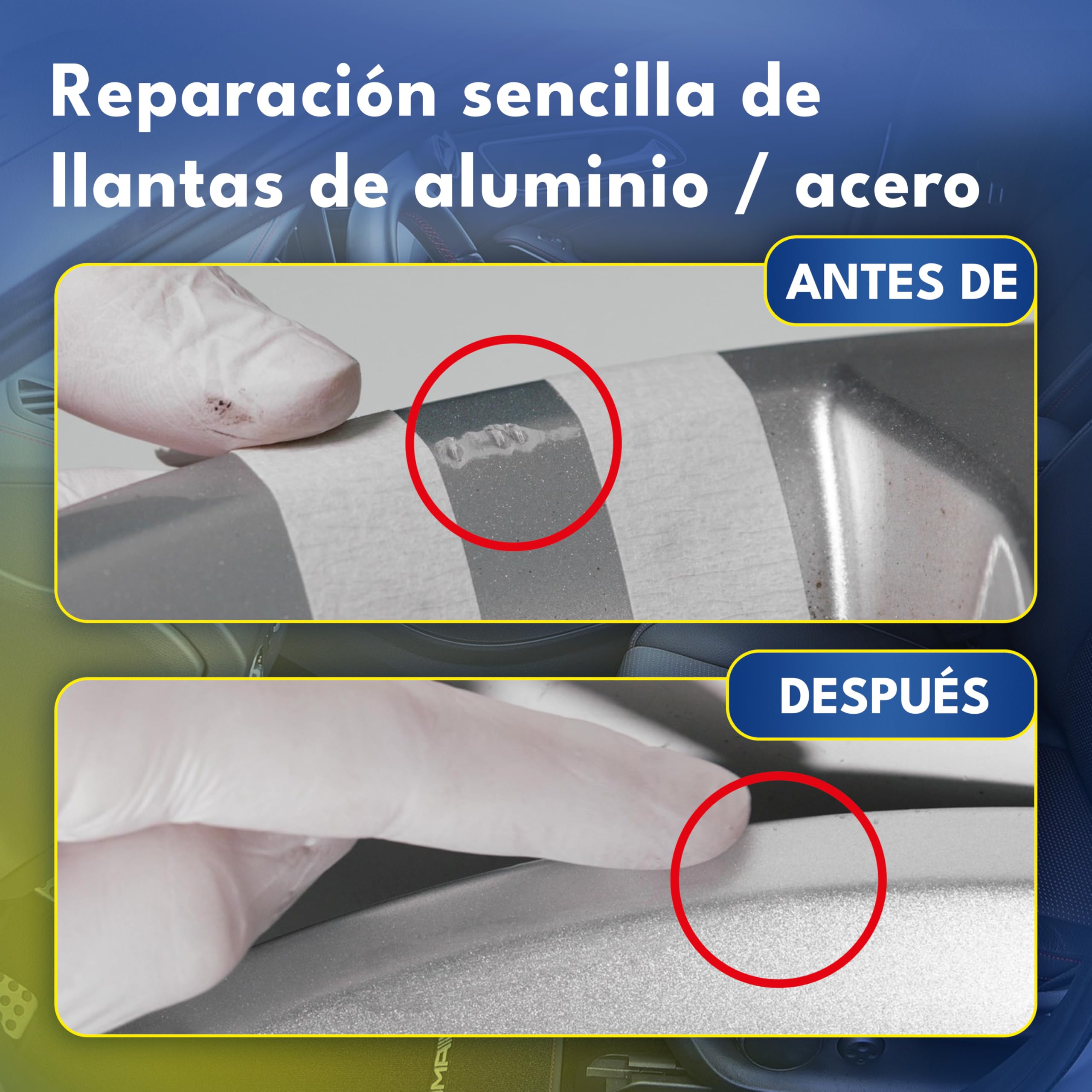 ATG Reparador Llantas Aluminio Plata – Kit reparación Llantas Coche, Pintura para Llantas de Coche, Elimina arañazos y roces bordillo