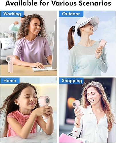 Miniatura 6 de WHATOOK - Miniventilador portátil de mano, enfriamiento de alta velocidad, batería de 10 horas de duración, recargable por USB, pequeño, esenciales