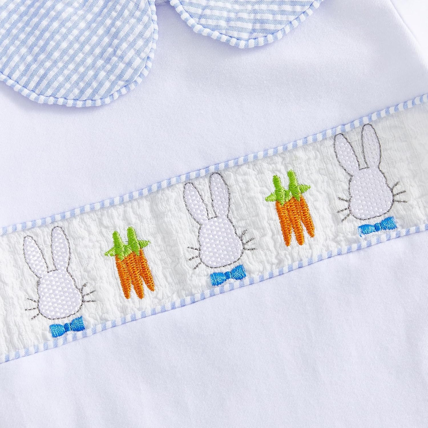 Toddler Baby Boy Easter Outfit Bunny Carrot Embroidery Short Sleeve T-shirt Stripe Shorts Set Cute Easter Clothes - Image 5