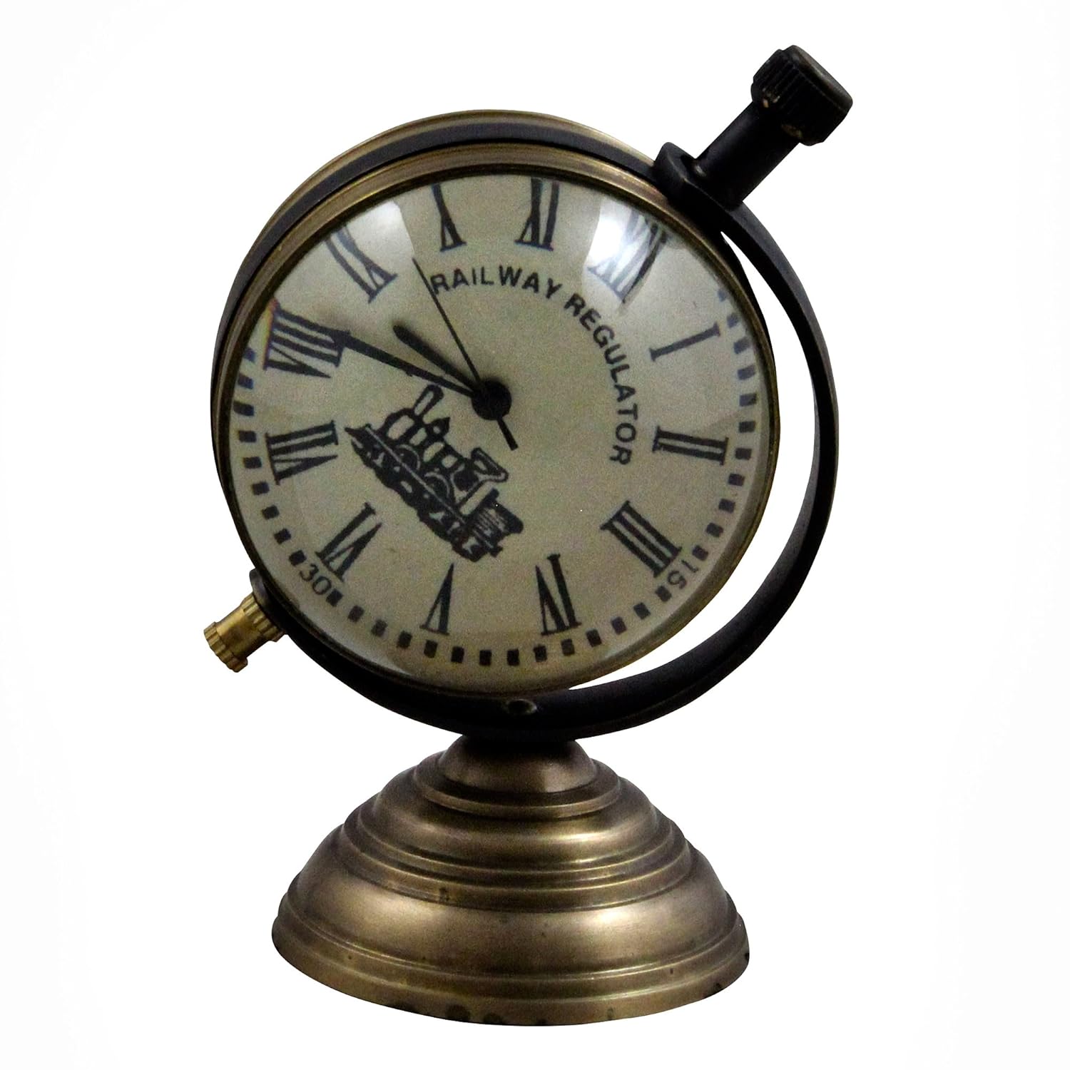 Antique Retro Vintage Round Metal Table Desk Railway Regulator Clock, 3
