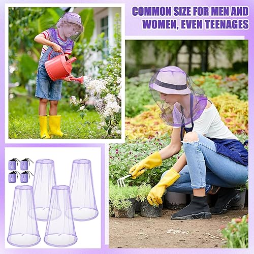 Miniatura 34 de HESTYA 4 Pack Mosquito Bug Net Mesh for Head Mosquito Net Face Fly Netting Hood from Insect Bugs Gnats for Outdoor