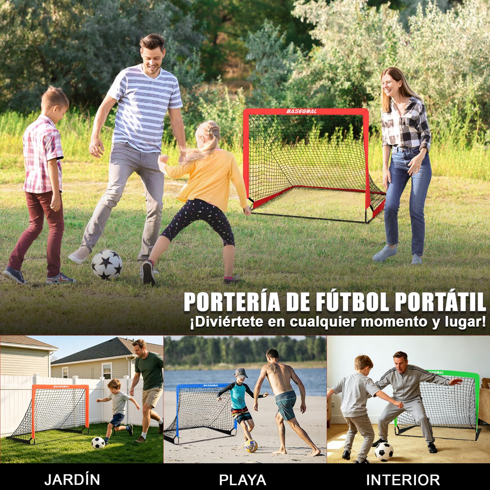 Portería de Fútbol Plegable 120x90cm para Niños con Bolsa de Transporte
