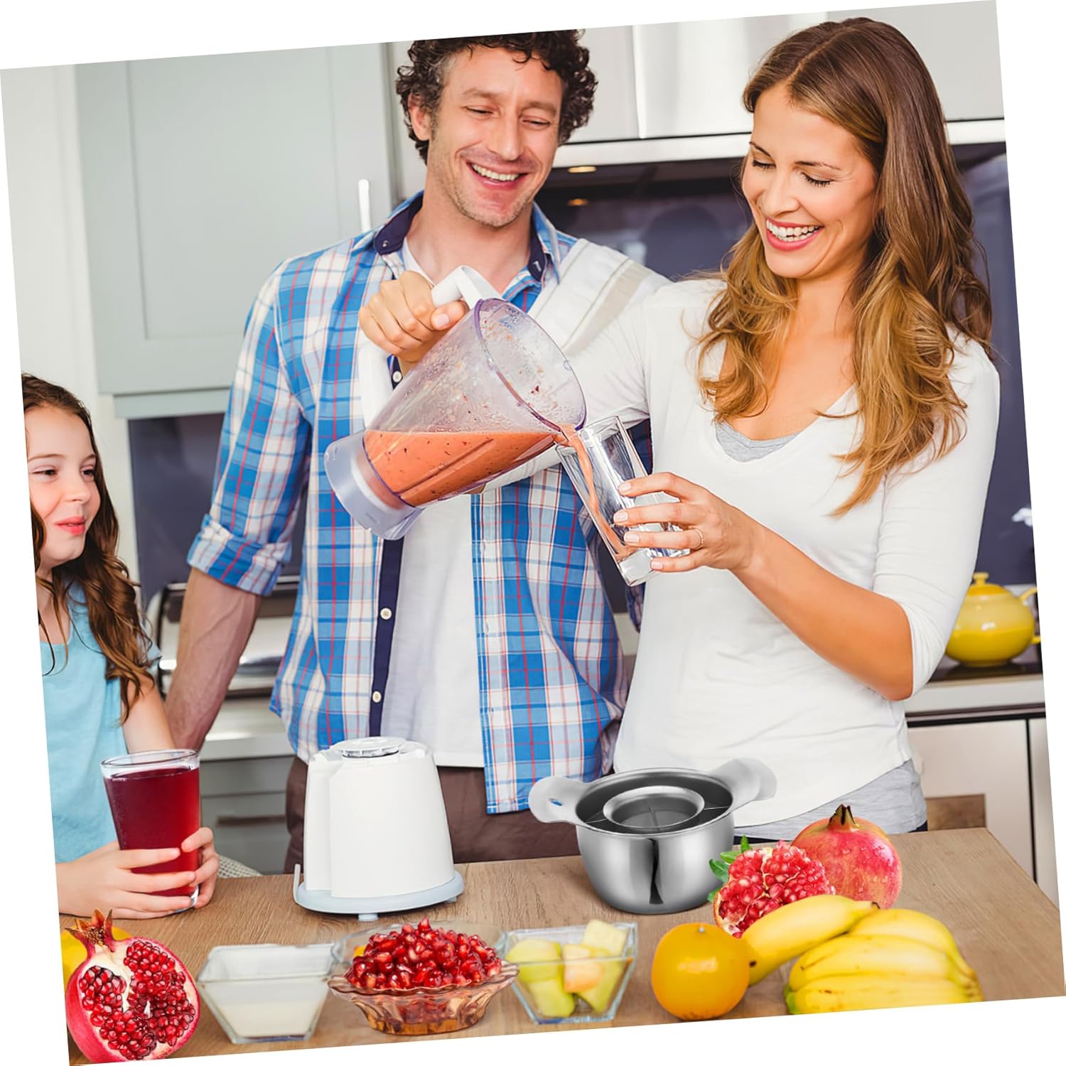 Amosfun Pomegranate Peeler Stainless Steel Pomegranate Deseeder, Pomegranate Arils Removal Tool Peeling Tool Fruit Peeler with Bowl Wooden Hammer for Home Kitchen Gadget