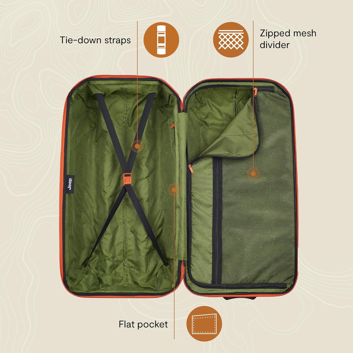 Jeep JH003B Hardside Expandable Luggage with Two Wheels, Elm Green, Checked-Large 30 Inch