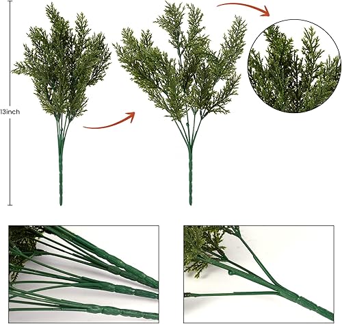 Miniatura 6 de 12 piezas de agujas de pino, tallos y hojas, decoración de ramo de plantas artificiales grises, plantas artificiales de eucalipto falso, centro de
