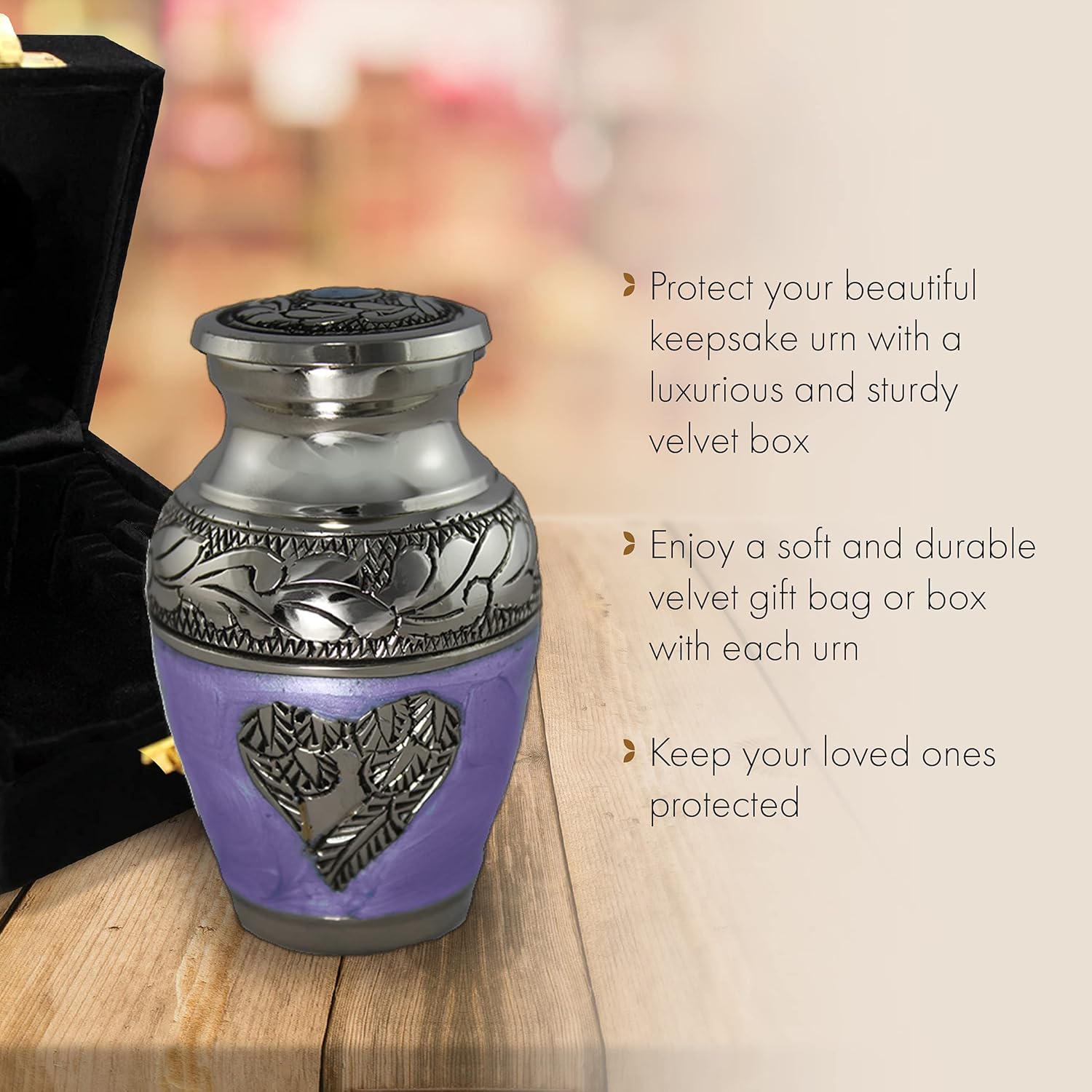 Lilac Loving Angel Keepsake Urns for Human Ashes with Velvet Gift Box for Cremation Keepsakes for Ashes - Small Cremation Urn and Small Keepsake Urn Set of 4