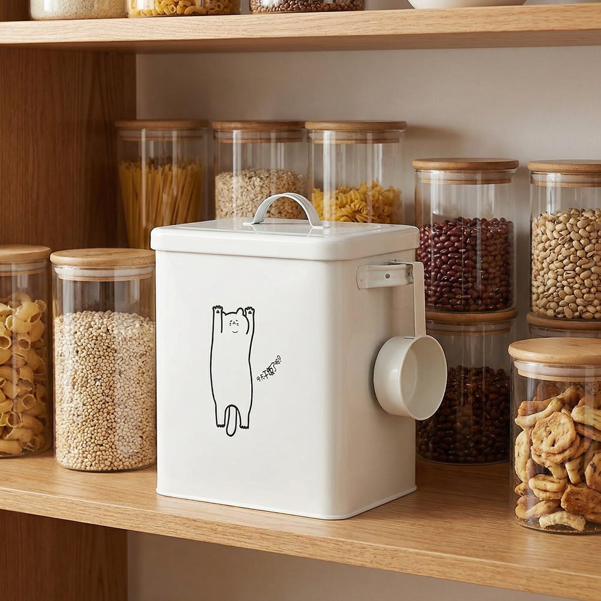Contenedor Hermético para Comida de Perros, Gran Capacidad, Hierro Blanco