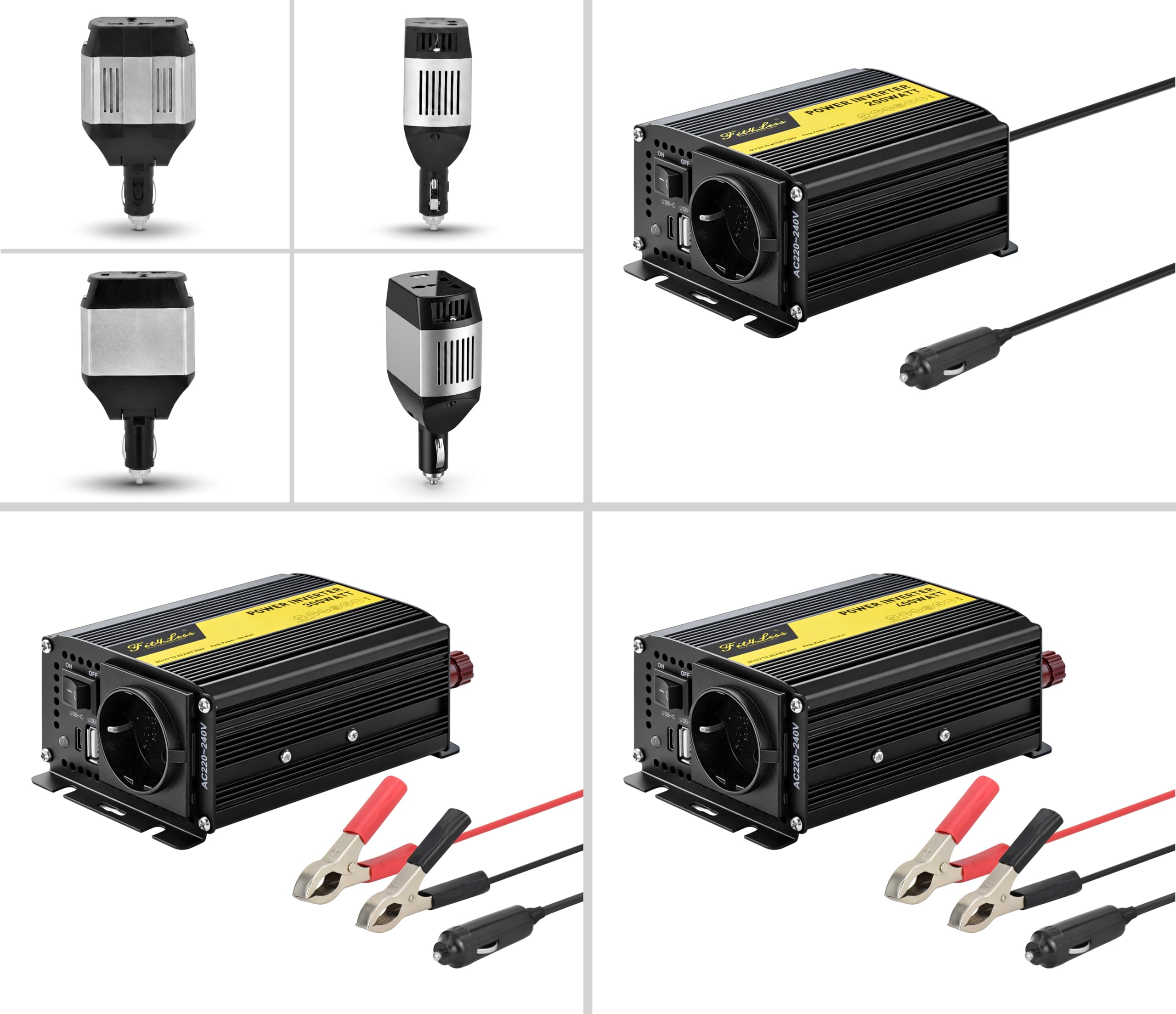 Kompakte und leichte modifizierte Sinuswelle Stromumrichter DC12V zu AC220-240V 50Hz mit Nennausgangsleistung 100W, 200W, 300W, 400W zur Auswahl (400 Watt)