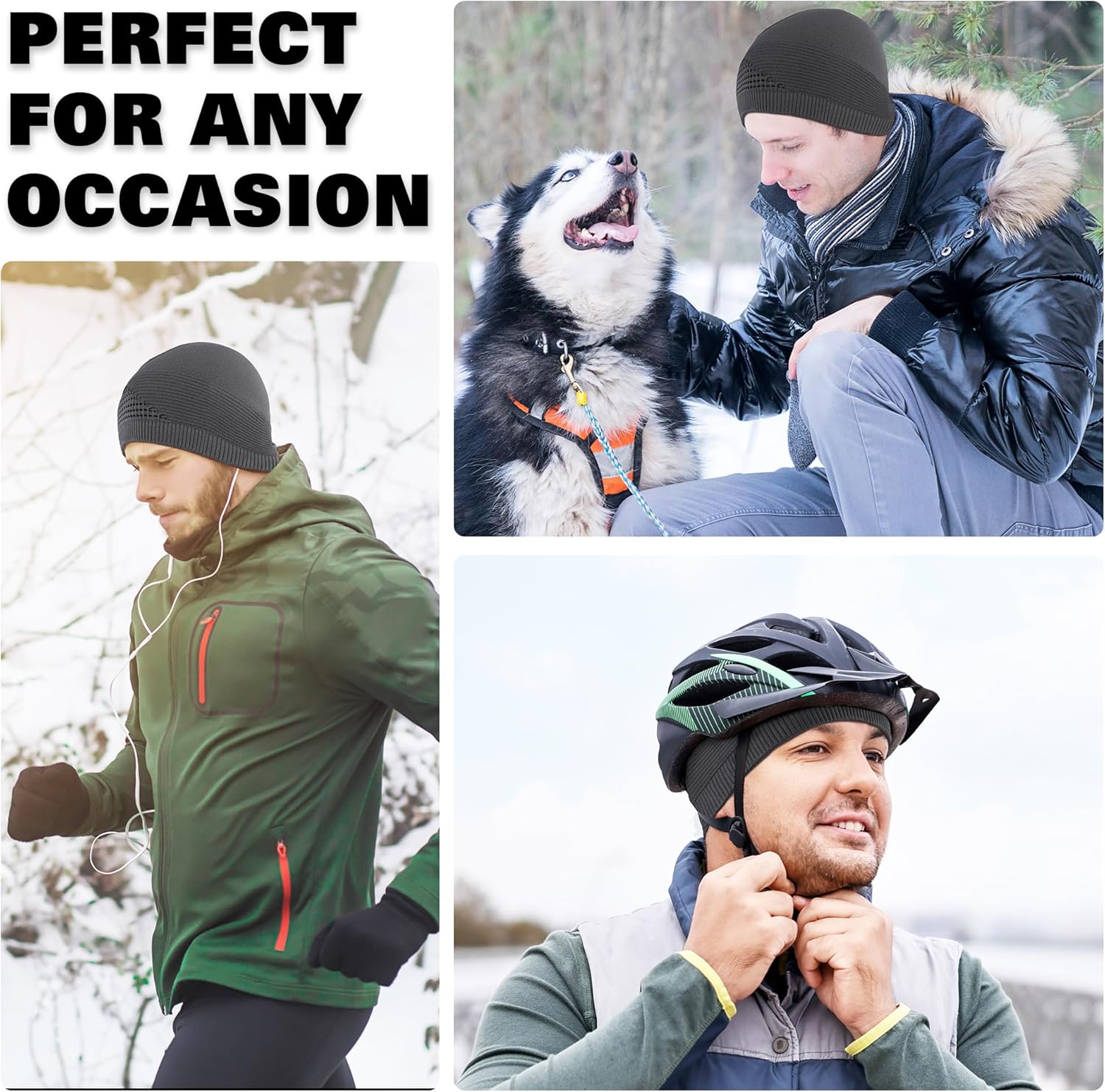 Skull Caps for Men Women Thermal Helmet Liner Mens Beanie Winter Running Hat for Skiing Walking Outdoor Sports - Image 6