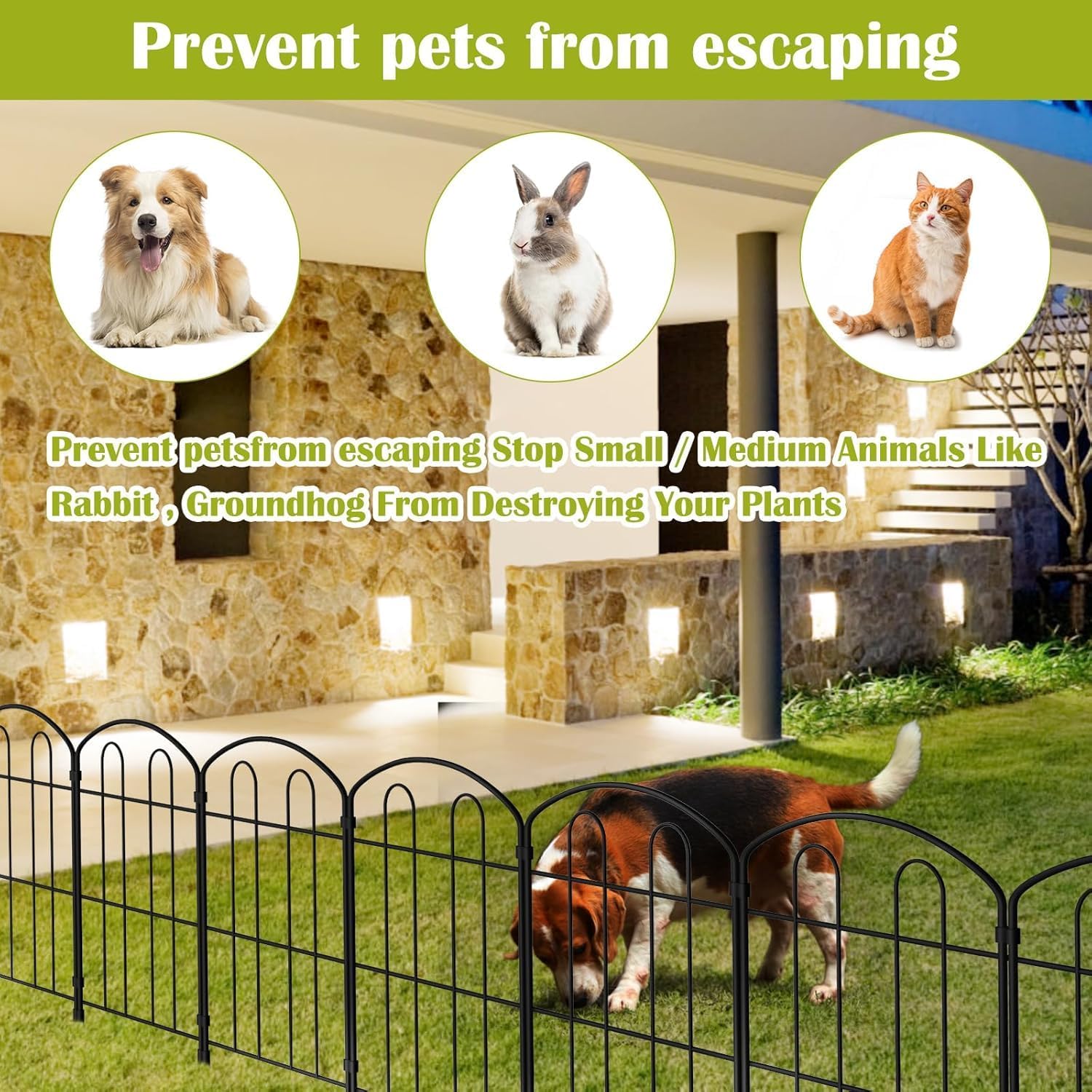 LIANTRAL 20 recinzioni decorative da giardino, barriera per animali, recinzione in filo metallico antiruggine, recinzione per scavare, recinzione per animali domestici, per cani, conigli all'aperto