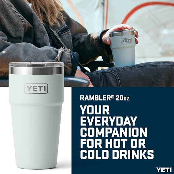 YETI Rambler 20 oz (591 ml) Stackable Cup with Removable Magslider Lid, Stainless Steel Vacuum Insulated Coffee Cup, Ridgeline