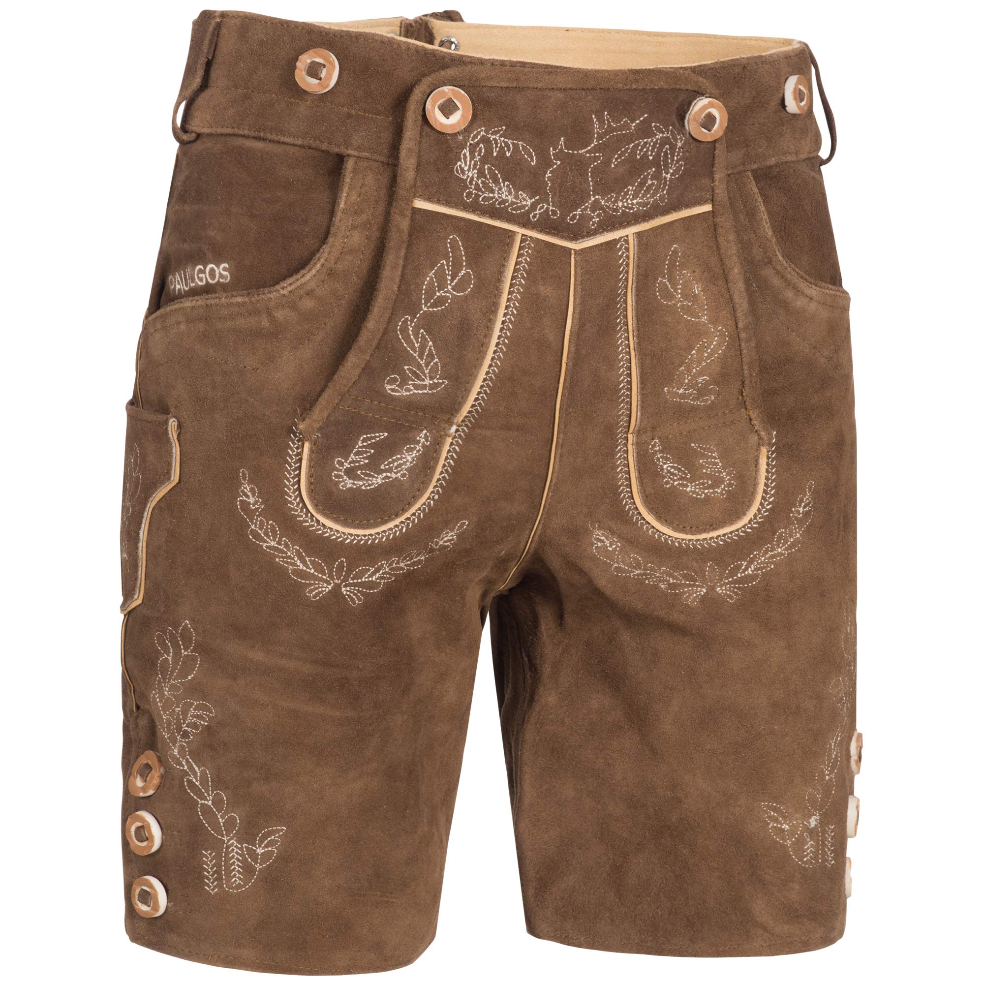 PAULGOS Herren Trachten Lederhose HK11 + Träger, Echtes Leder, Gr. 44-60