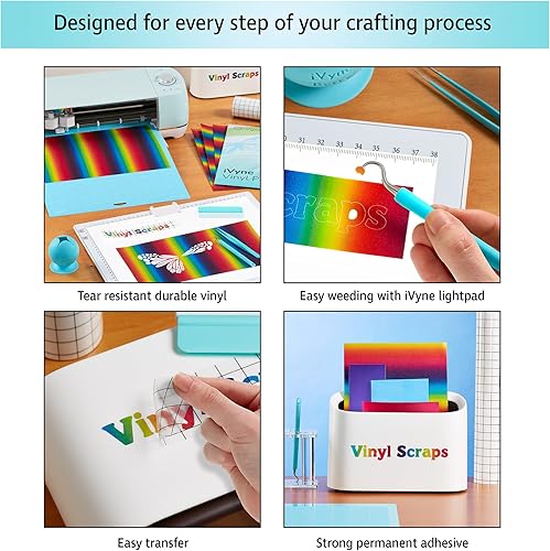 Miniatura 3 de iVyne Paquete de 5 hojas de vinilo con purpurina arcoíris, hojas permanentes de 12 x 12 pulgadas con degradado de purpurina y brillo para máquinas