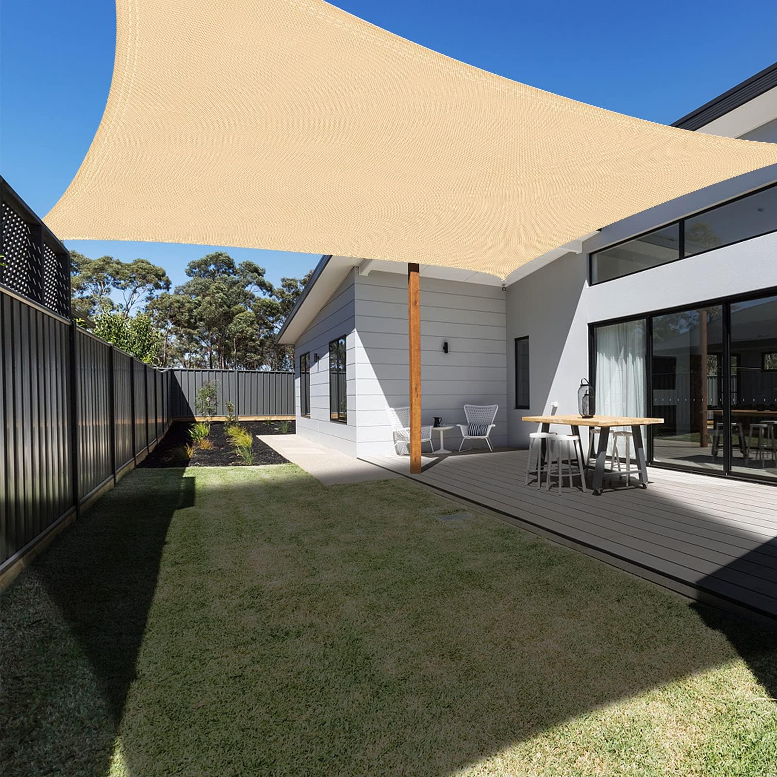 Ankuka Waterproof Sun Shade Sail Canopy Rectangle UV Block for Outdoor Patio and Garden, Yard Activities (6.5' x 10', Yellow)