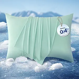Bedsure Cooling Pillow Cases King Size Set of 2, Cool Pillowcases for Hot Sleepers and Night Sweats, Silky Soft & Breathable Cold Pillow Covers with Hidden Zipper, Green, 20x36 Inches