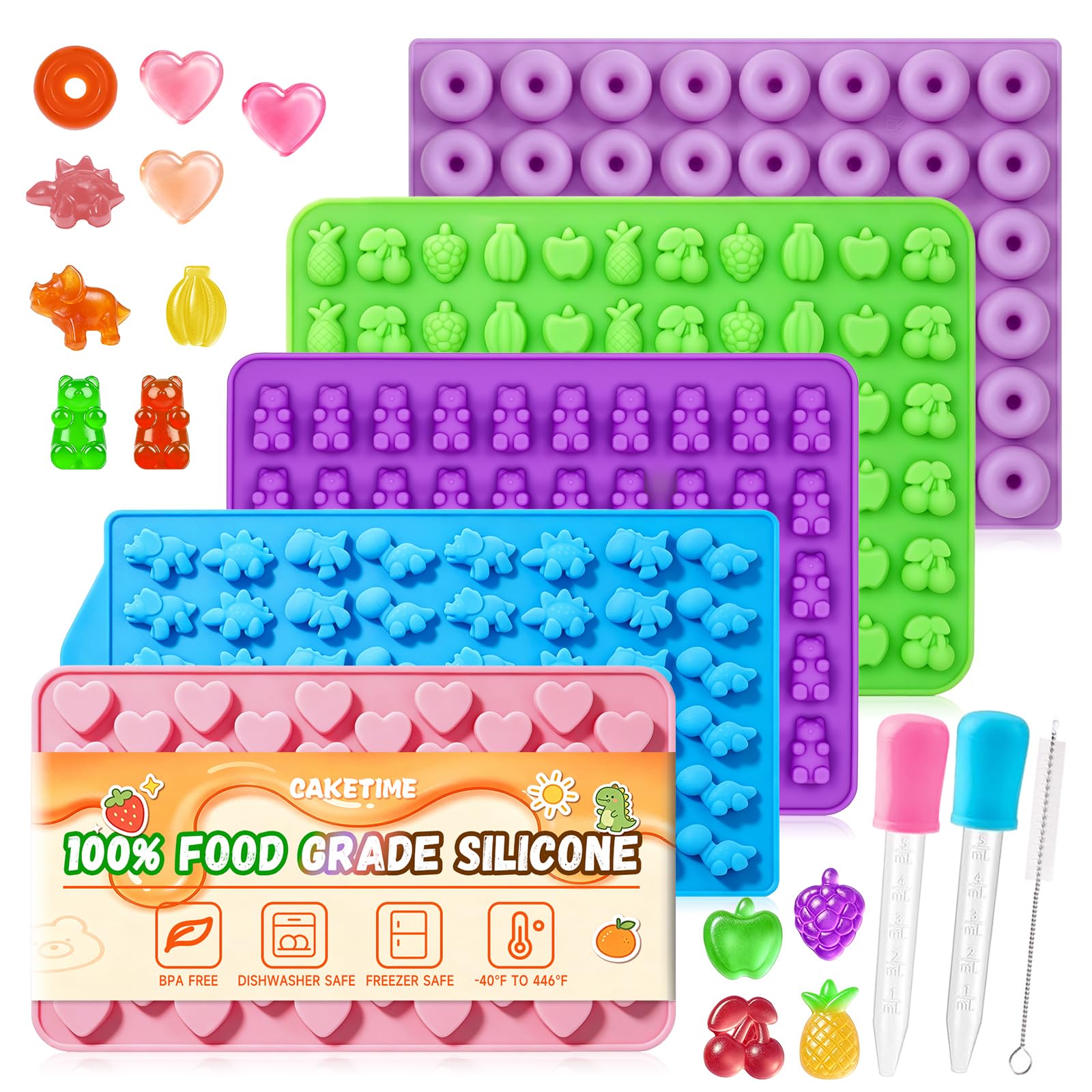 Silicone Candy Molds - Gummy Bears, Dinosaurs & Fruit -28