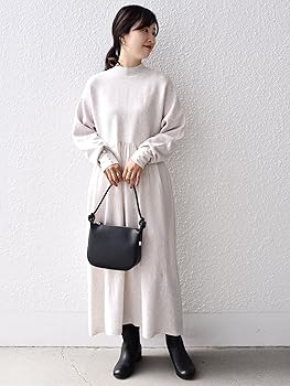 美品 SHIPS ドルマンギャザーニットワンピース パールボタン 洗える 黒