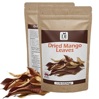 Dried Mango Leaves 1.7oz 50g 100% Natural Whole Leaves from Sri Lanka | Premium Quality | Resealable Kraft Pouch