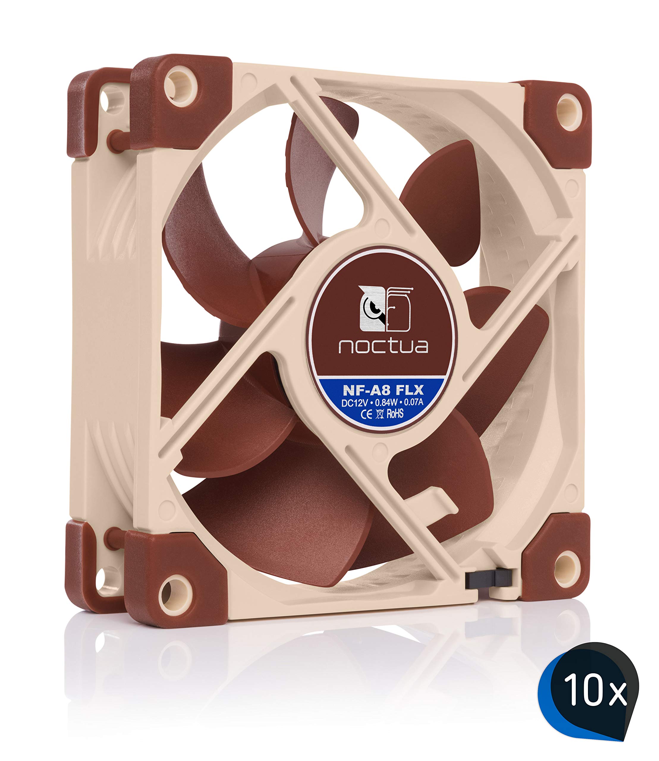 Noctua Paquet : 10x NF-A8 FLX, Ventilateur Silencieux Haut de Gamme, 3 Broches (80 mm, Marron)