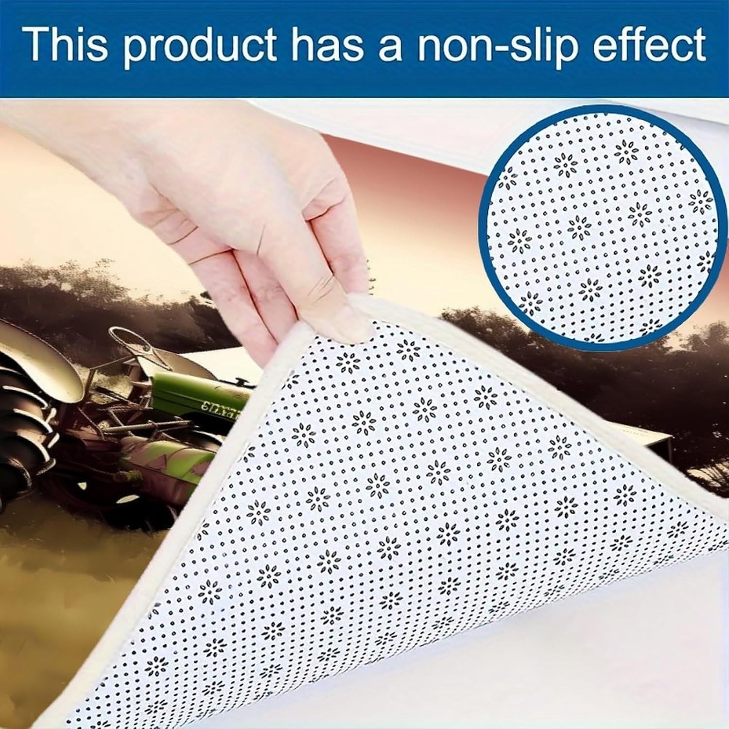 Old Tractor Photo Farm Kitchen Mat Set of 3 Waterproof Floor Mats Non-Slip Kitchen Rugs Premium Flannel Rug Heavy Duty Standing Mat for Kitchen Home Bathroom Laundry