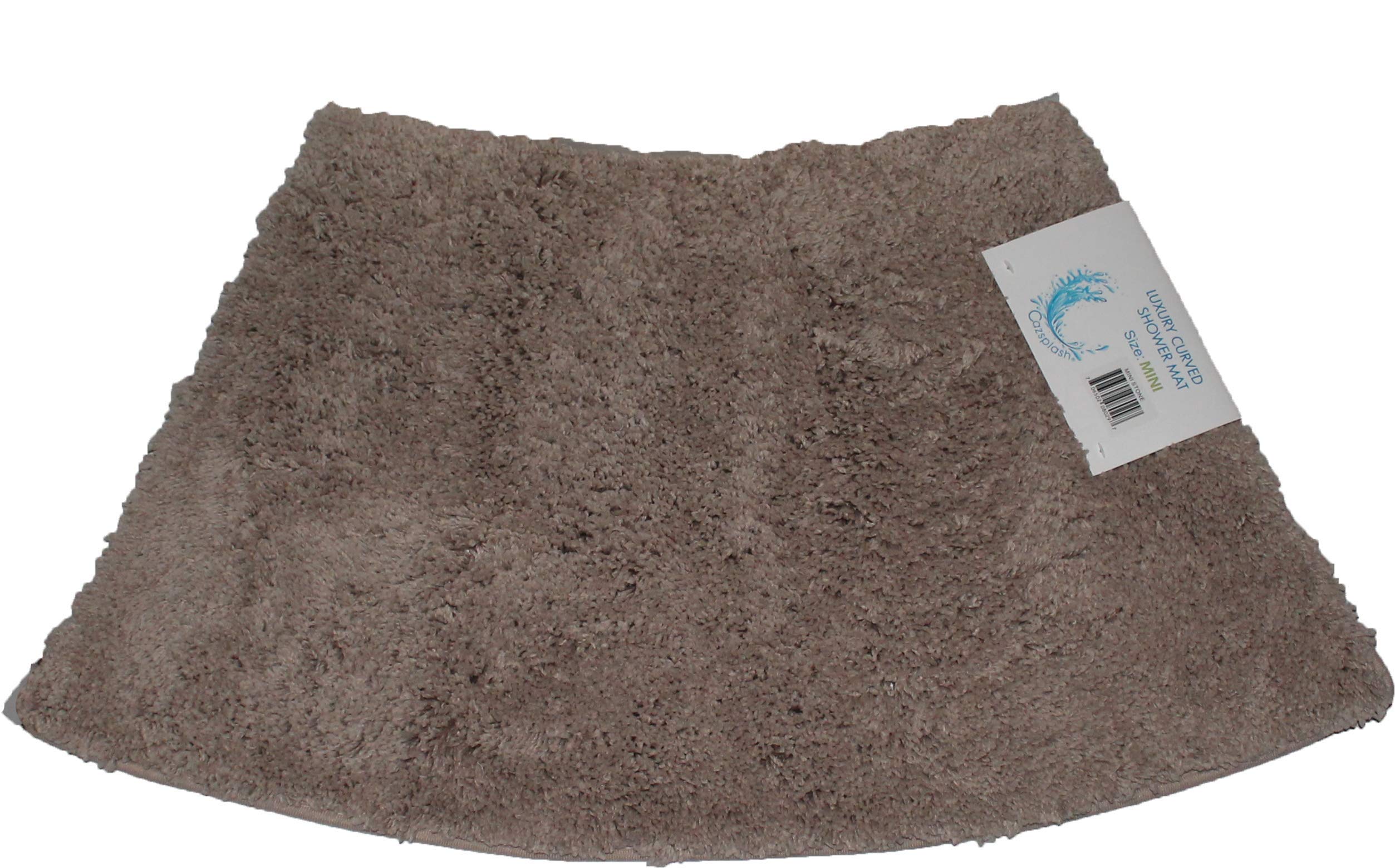 Cazsplash Luxury Quadrant Mini Curved Shower Mat, Microfibre, Stone, 70 x 40 x 2.5 cm