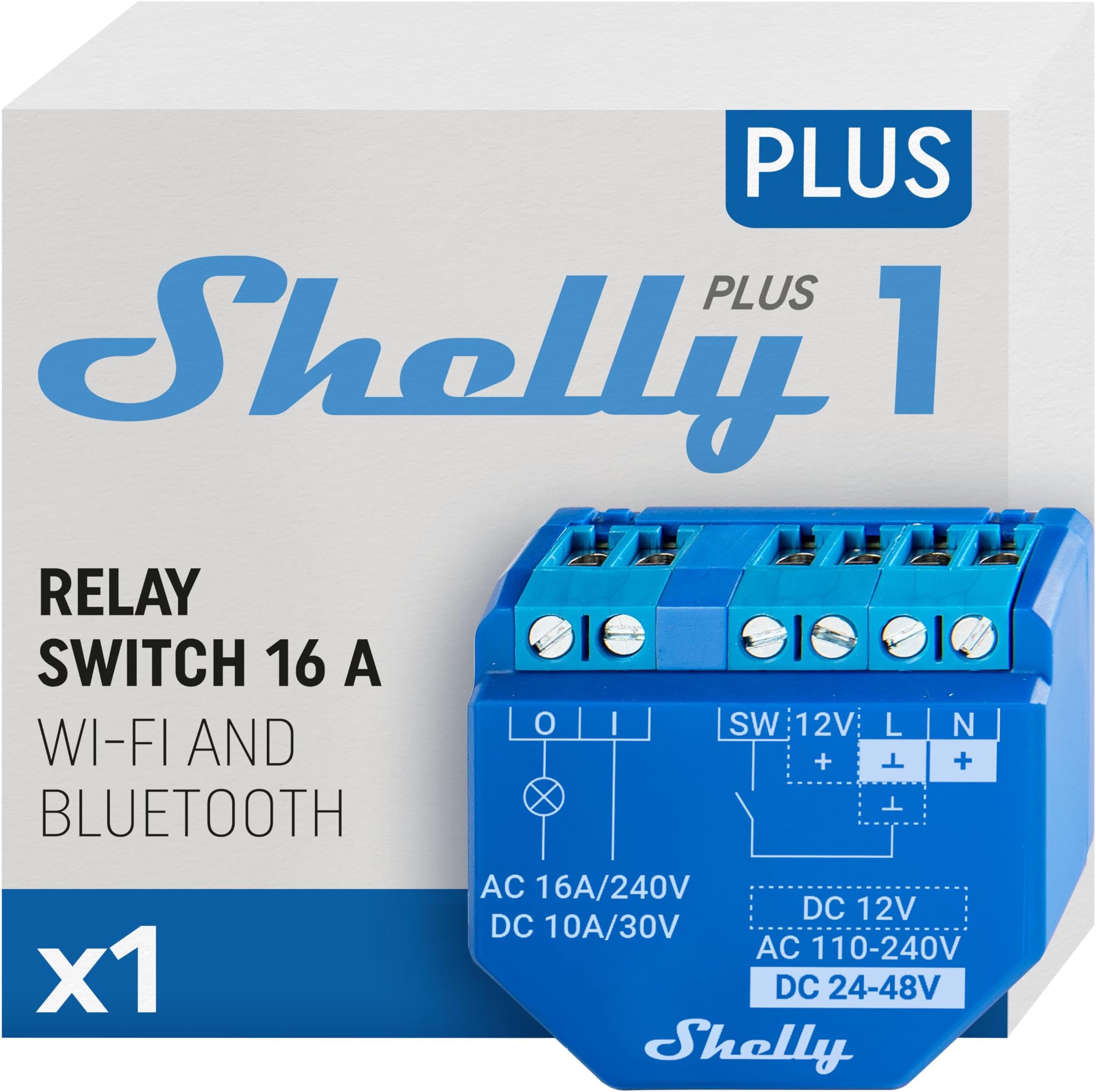 Shelly 1 One - Relè WiFi Intelligente Per Domotica (Confezione Da 2) - Compatibile Con Alexa, Google Home, 110-265V AC E 12-48V DC